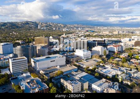 Aerial views of downtown Beverly Hills business district, California Stock Photo