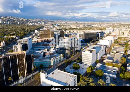 Aerial views of downtown Beverly Hills business district, California Stock Photo