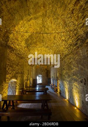 Function room inside Pembroke castle in Wales Stock Photo