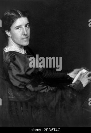 Charlotte Perkins Gilman (1860-1935), American Humanist, Novelist, writer of Short Stories, Poetry and Nonfiction, and a lecturer for Social Reform, Seated Portrait, Frances Benjamin Johnston, 1900 Stock Photo