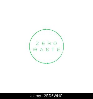 Zero waste text in recycling circle. Zero waste icon, green emblem, eco label. Vector stock illustration. Stock Vector
