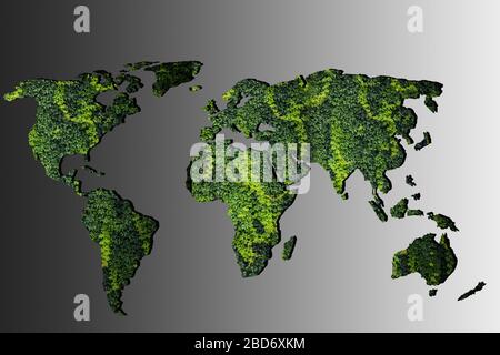 Roughly outlined world map with a gray background Stock Photo
