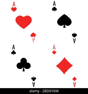 Ace poker card suit icons vector set isolated on white background. Stock Vector