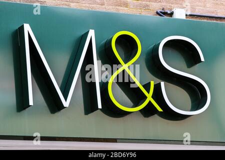 Company logo for Marks and Spencer , M and S, the high street superstore, Kilmarnock, UK Stock Photo