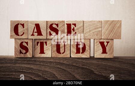 Case Study Words on Wooden Cubes. Business Education concept Stock Photo