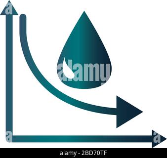 financial chart report downward arrow trade crisis economy, oil price crash vector illustration gradient style icon Stock Vector