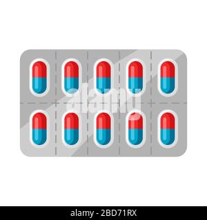 Illustration of medical blister with pills. Stock Vector