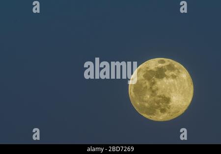 The 'supermoon' as seen in the sky of northern Italy on 7th April 2020 Stock Photo