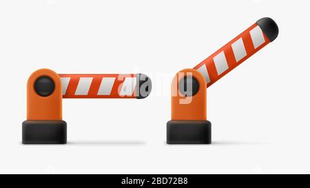 realistic cartoon barrier gate colorful Stock Vector
