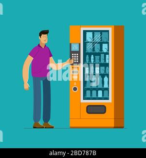 Vending machine with snacks and drinks. Vector illustration Stock Vector