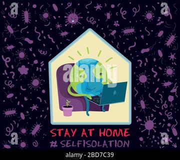 Self-isolation at home from the spread of disease. Stock Vector