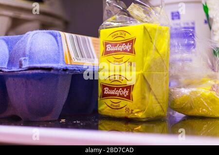 Hungarian Bodafoki Yeast (eleszto) 50g in fridge, Hungary, Europe Stock Photo
