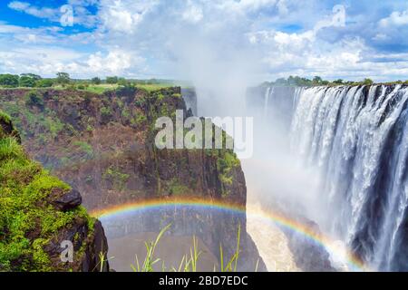 Victoria Falls on the Zambezi River in South Africa Stock Photo
