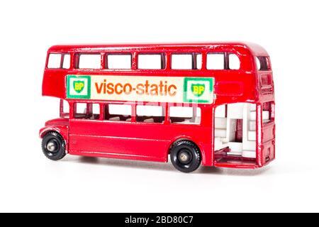 Lesney Products Matchbox model toy car 1-75 series no.5 AEC London Routemaster Double-Decker Bus Visco-static Stock Photo
