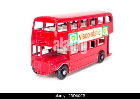 Lesney Products Matchbox model toy car 1-75 series no.5 AEC London Routemaster Double-Decker Bus Visco-static Stock Photo