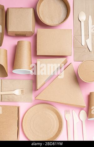 Endless eco-friendly items harmless, disposable and compostable. Stock Photo