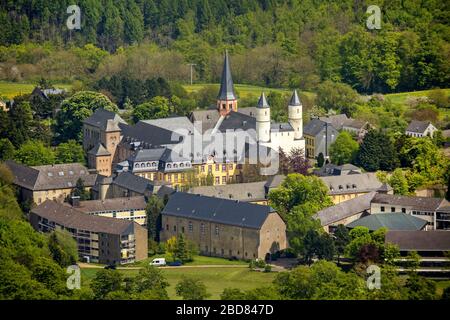 , monastery Steinfeld with basilica in Kall, 11.05.2015, aerial view, Germany, North Rhine-Westphalia, Eifel Stock Photo