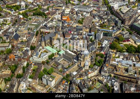 , city centre of Aachen with cathedral and town hall, 11.05.2015, aerial view, Germany, North Rhine-Westphalia, Aix-la-Chapelle Stock Photo