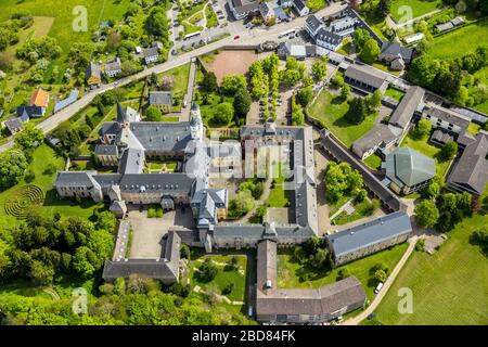 , monastery Steinfeld with basilica in Kall, 11.05.2015, aerial view, Germany, North Rhine-Westphalia, Eifel Stock Photo