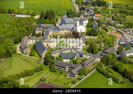 , monastery Steinfeld with basilica in Kall, 11.05.2015, aerial view, Germany, North Rhine-Westphalia, Eifel Stock Photo