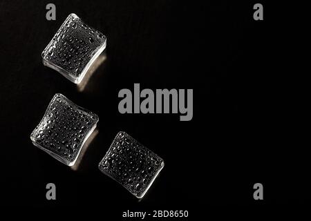 Colored banner with fresh ice cubes and reflections Stock Photo