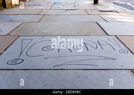 Coronavirus grafitti, Bloomsbury, London, UK Stock Photo