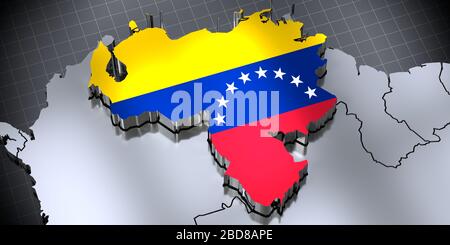 Venezuela - borders and flag - 3D illustration Stock Photo