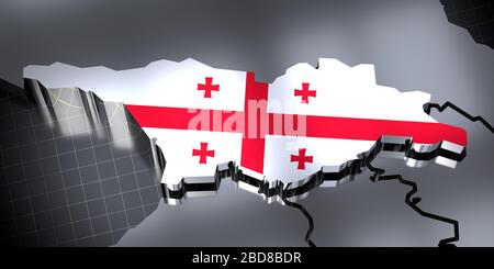 Georgia - borders and flag - 3D illustration Stock Photo