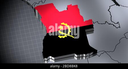 Angola - borders and flag - 3D illustration Stock Photo