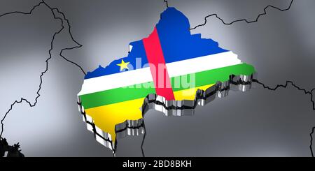 Central African Republic - borders and flag - 3D illustration Stock Photo