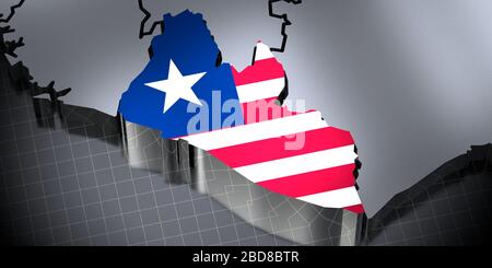 Liberia map flag 3d render with reflection illustration Stock Photo - Alamy