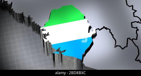 Sierra Leone - borders and flag - 3D illustration Stock Photo