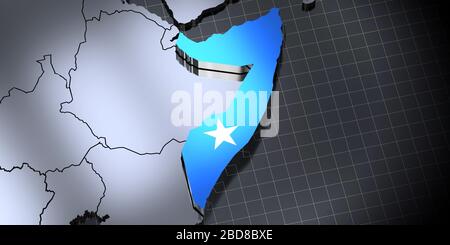 Somalia - borders and flag - 3D illustration Stock Photo