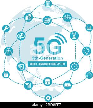 5G (5th-generation high-speed mobile communication system) flat vector illustration Stock Vector