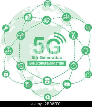 5G (5th-generation high-speed mobile communication system) flat vector illustration Stock Vector