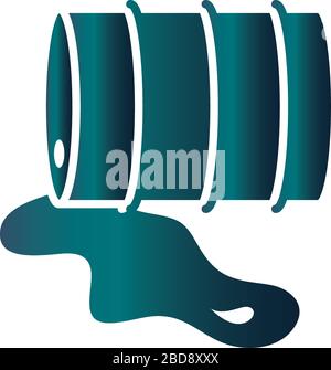barrel with spilled petroleum trade crisis economy, oil price crash vector illustration gradient style icon Stock Vector