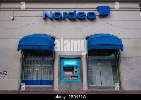 Nordea Bank ATM machine in Stockholm, Sweden, Europe Stock Photo