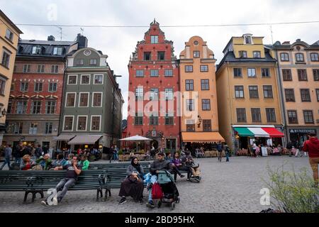 Colorful houses on Gamla stan, Stockholm, Sweden, Europe Stock Photo