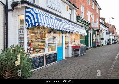 Traditional Butcher's Shop window display with fresh meat Stock Photo