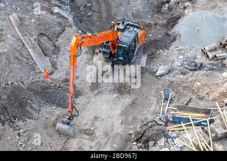 Overhead view of a digger Stock Photo