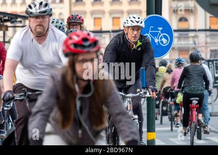 Cyclists in Stockholm, Sweden, Europe Stock Photo