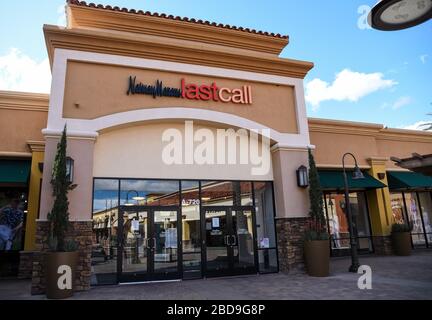 March 17, 2020: Neiman Marcus Last Call retail stores at the outdoor mall Cabazon Outlets are open but largely empty due to Covid-19 Corona virus in Cabazon, California John Green/CSM Stock Photo