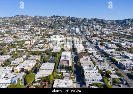 Aerial views above West Hollywood California Stock Photo