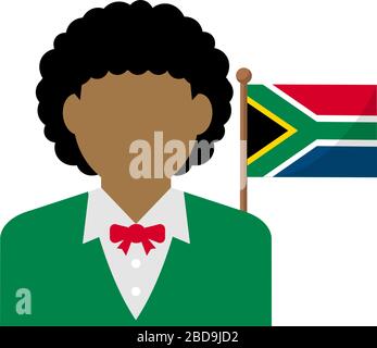 Faceless business woman with national flags / South africa. Flat vector illustration.