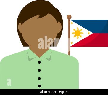 Faceless business woman with national flags / Philippines. Flat vector illustration. Stock Vector