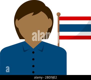 Faceless business woman with national flags / Thailand . Flat vector illustration. Stock Vector