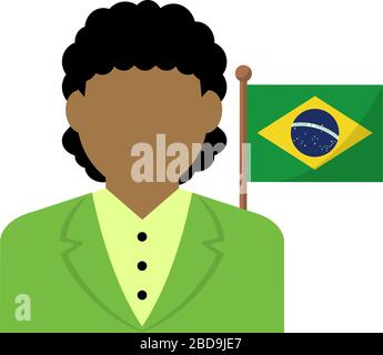 Faceless business woman with national flags / Brazil. Flat vector illustration. Stock Vector