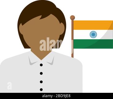Faceless business woman with national flags / India. Flat vector illustration. Stock Vector
