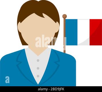 Faceless business woman with national flags / France .Flat vector illustration. Stock Vector