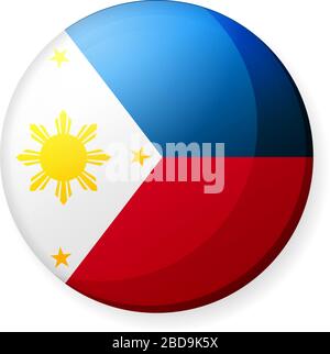 Circular country flag icon illustration ( button badge ) / Philippines Stock Vector